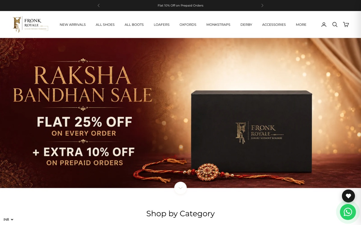 Fronk Royale luxury footwear Shopify storefront built by CubeGraph